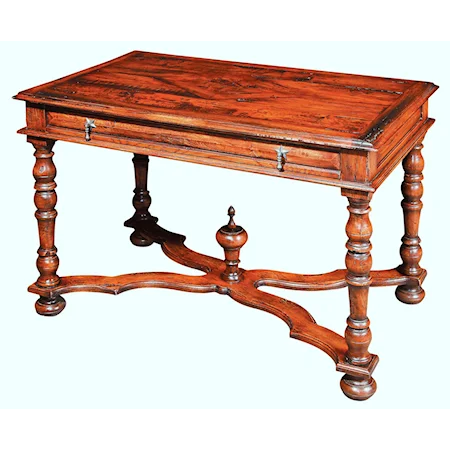 Solid Wood Jacobean Writing Desk with Inlaid Diamond Top